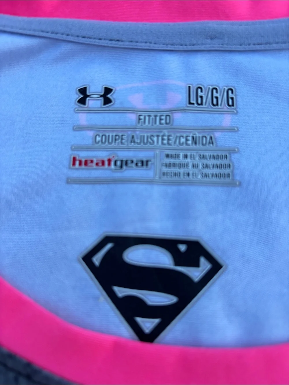 UNDER ARMOUR Pink/Black L Supergirl Heat Gear Performance Top (L-128) - Picture 2 of 9